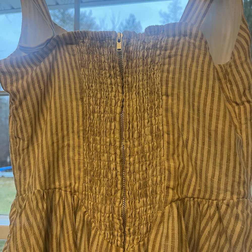 Reformation Tan & Cream Striped Linen Dress Size 2 EUC - Picture 4 of 6